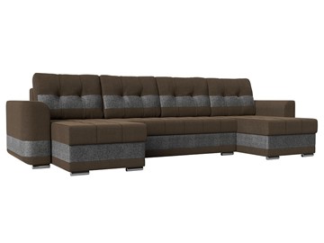 П-образный диван Честер, Коричневый/серый (рогожка) в Тюмени - предосмотр