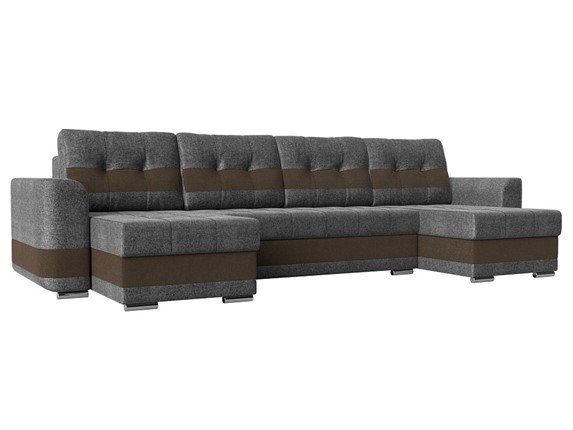 П-образный диван Честер, Серый/коричневый (рогожка) в Заводоуковске - изображение