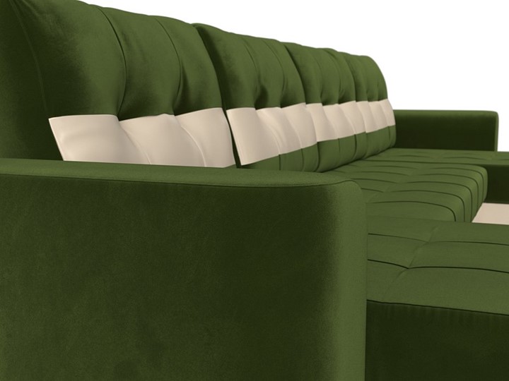 П-образный диван Честер, Зеленый/бежевый (вельвет/экокожа) в Заводоуковске - изображение 3