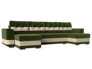 П-образный диван Честер, Зеленый/бежевый (вельвет/экокожа) в Тюмени