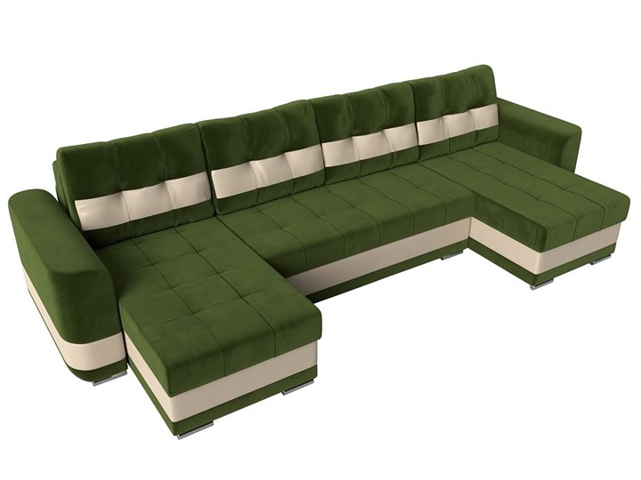 П-образный диван Честер, Зеленый/бежевый (вельвет/экокожа) в Тюмени - изображение 4