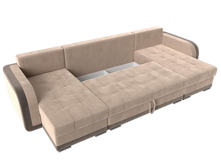 П-образный диван Марсель, Бежевый/коричневый (велюр) в Заводоуковске - изображение 6