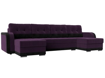 П-образный диван Марсель, Фиолетовый/черный (велюр) в Тюмени - предосмотр