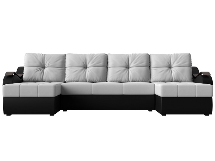 П-образный диван Меркурий П, Белый/черный (экокожа) в Тюмени - изображение 1