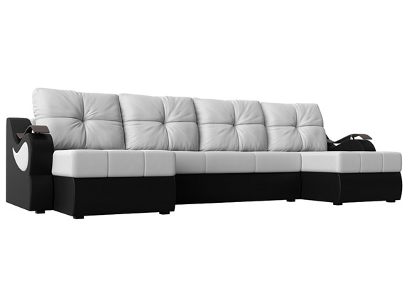 П-образный диван Меркурий П, Белый/черный (экокожа) в Тюмени - изображение