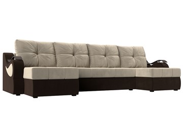 П-образный диван Меркурий П, Бежевый/коричневый (вельвет) в Заводоуковске