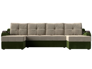 П-образный диван Меркурий П, Бежевый/зеленый (вельвет) в Тюмени - предосмотр 1