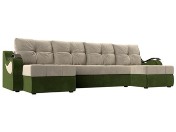 П-образный диван Меркурий П, Бежевый/зеленый (вельвет) в Тюмени