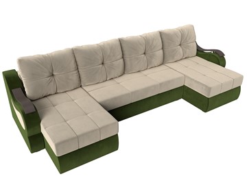 П-образный диван Меркурий П, Бежевый/зеленый (вельвет) в Тюмени - предосмотр 4