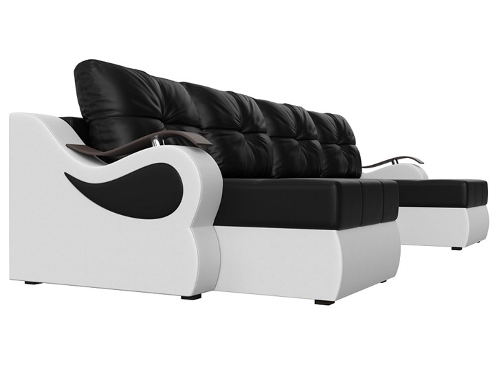 П-образный диван Меркурий П, Черный/белый (экокожа) в Заводоуковске - изображение 2