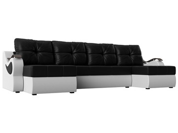П-образный диван Меркурий П, Черный/белый (экокожа) в Ишиме