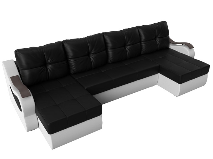 П-образный диван Меркурий П, Черный/белый (экокожа) в Заводоуковске - изображение 4
