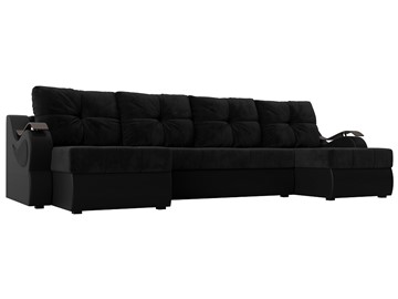 П-образный диван Меркурий П, Черный\Черный (Велюр\Экокожа) в Тобольске