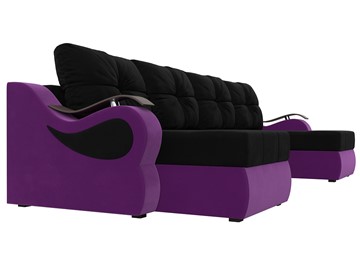 П-образный диван Меркурий П, Черный/фиолетовый (вельвет) в Тюмени - предосмотр 2