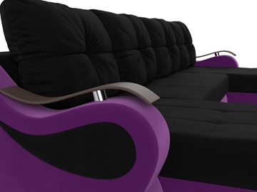 П-образный диван Меркурий П, Черный/фиолетовый (вельвет) в Тюмени - предосмотр 3