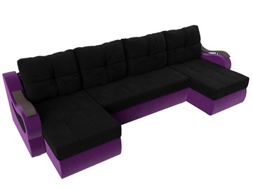 П-образный диван Меркурий П, Черный/фиолетовый (вельвет) в Тюмени - предосмотр 4