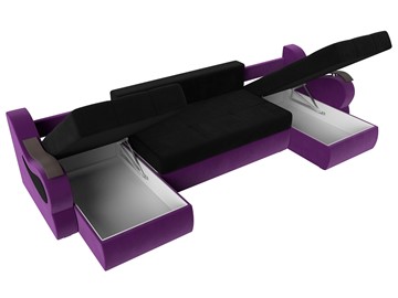 П-образный диван Меркурий П, Черный/фиолетовый (вельвет) в Тюмени - предосмотр 6