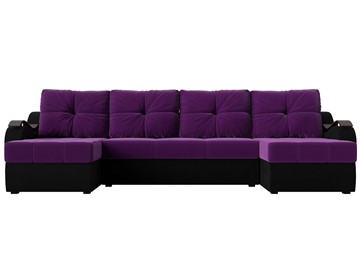 П-образный диван Меркурий П, Фиолетовый/черный (вельвет) в Тюмени - предосмотр 1