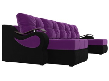 П-образный диван Меркурий П, Фиолетовый/черный (вельвет) в Тюмени - предосмотр 2