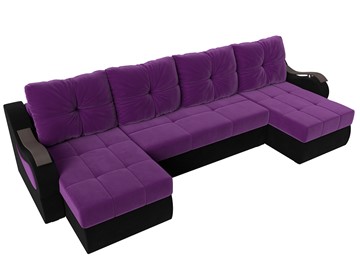 П-образный диван Меркурий П, Фиолетовый/черный (вельвет) в Тюмени - предосмотр 4