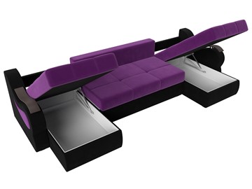 П-образный диван Меркурий П, Фиолетовый/черный (вельвет) в Тюмени - предосмотр 6