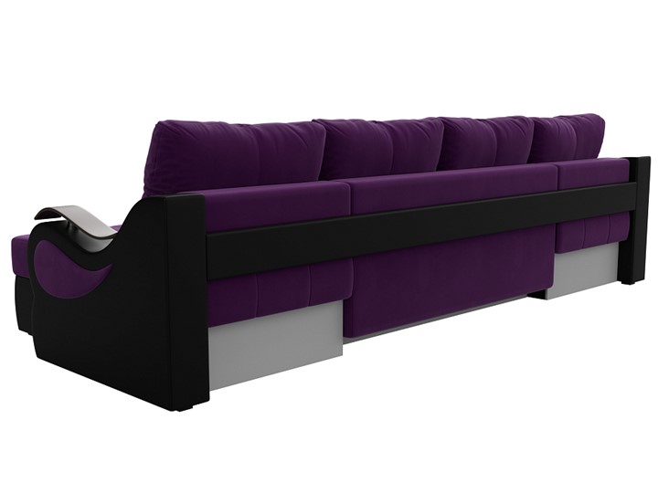 П-образный диван Меркурий П, Фиолетовый/черный (вельвет/экокожа) в Тюмени - изображение 7