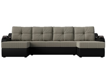П-образный диван Меркурий П, Корфу 02 (рогожка)/черный (экокожа) в Тюмени - предосмотр 1