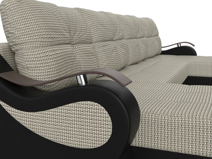 П-образный диван Меркурий П, Корфу 02 (рогожка)/черный (экокожа) в Тюмени - изображение 3