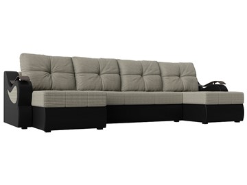 П-образный диван Меркурий П, Корфу 02 (рогожка)/черный (экокожа) в Ишиме