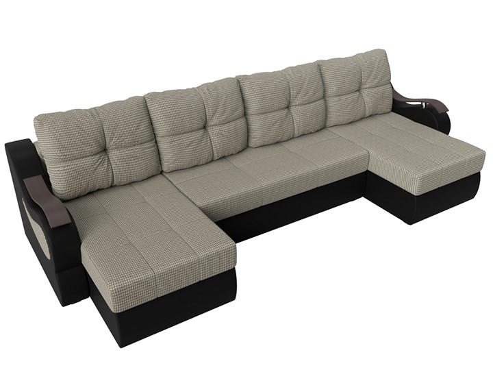 П-образный диван Меркурий П, Корфу 02 (рогожка)/черный (экокожа) в Тюмени - изображение 4