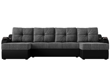 П-образный диван Меркурий П, Серый/черный (рогожка/экокожа) в Тюмени - предосмотр 1