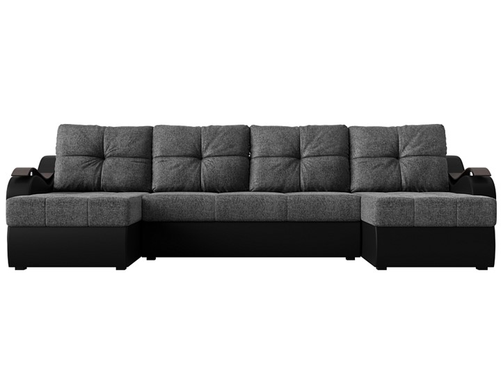 П-образный диван Меркурий П, Серый/черный (рогожка/экокожа) в Тюмени - изображение 1