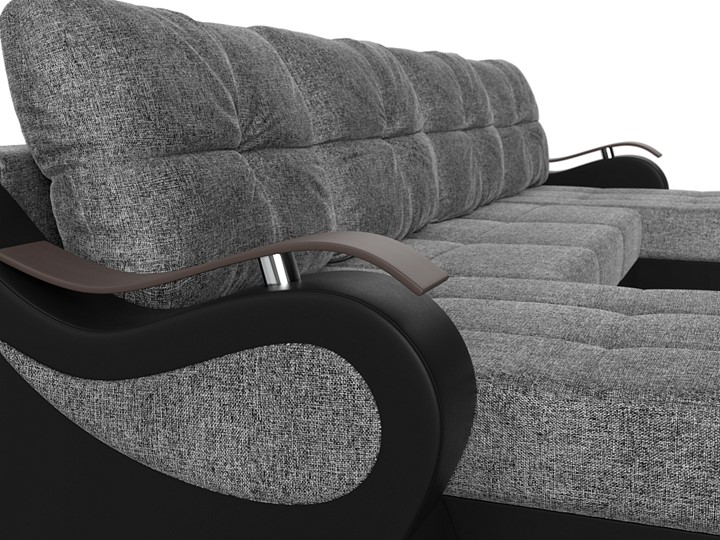 П-образный диван Меркурий П, Серый/черный (рогожка/экокожа) в Тюмени - изображение 3