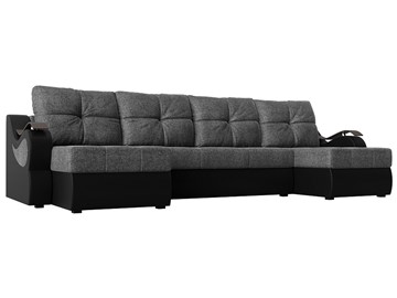 П-образный диван Меркурий П, Серый/черный (рогожка/экокожа) в Тюмени - предосмотр