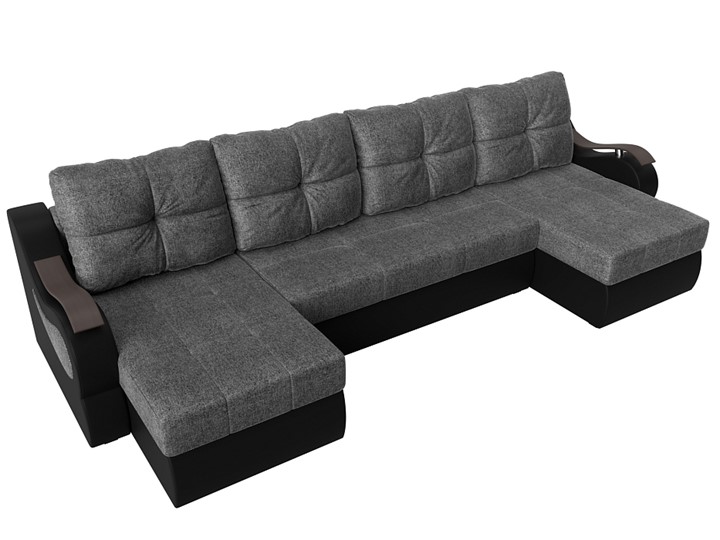 П-образный диван Меркурий П, Серый/черный (рогожка/экокожа) в Тюмени - изображение 4