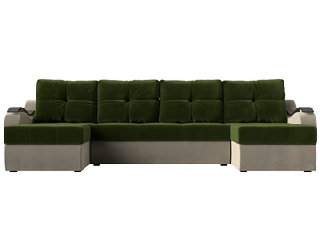 П-образный диван Меркурий П, Зеленый/бежевый (вельвет) в Тюмени - предосмотр 1