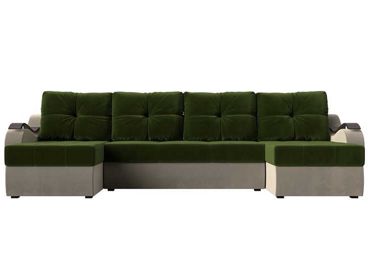 П-образный диван Меркурий П, Зеленый/бежевый (вельвет) в Тюмени - изображение 1