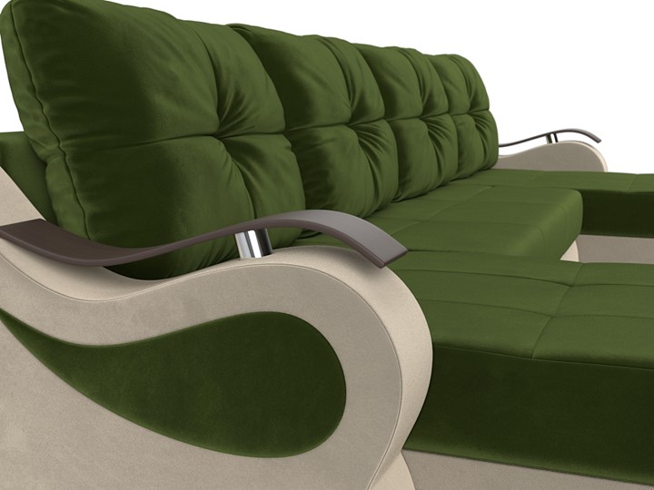 П-образный диван Меркурий П, Зеленый/бежевый (вельвет) в Тюмени - изображение 3