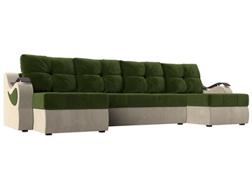 П-образный диван Меркурий П, Зеленый/бежевый (вельвет) в Ишиме