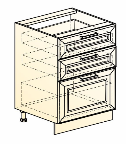Шкаф рабочий Мишель L600 (3 ящ.) эмаль (белый/белый) в Тюмени - изображение 1