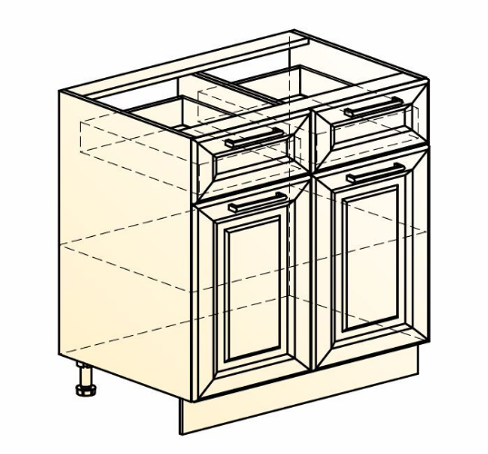 Тумба кухонная Мишель L800 (2 дв. гл. 2 ящ.) эмаль (белый/белый) в Тюмени - изображение 1