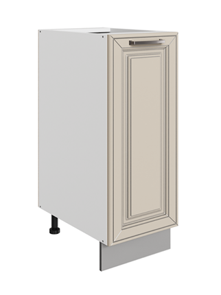 Кухонная тумба Атланта L300 (1 дв. гл.) эмаль (белый/сливки патина платина) в Заводоуковске - изображение