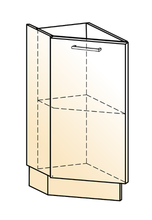 Кухонная тумба торцевая Яна 45 гр. L300 (1 дв. гл.) в Тюмени - изображение