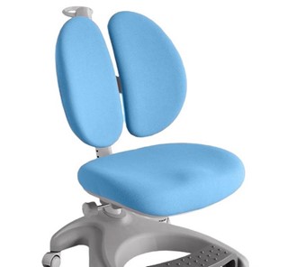 Детский стул FunDesk Solerte Grey с подставкой для ног + чехол для кресла (ткань голубая) в Тюмени - предосмотр
