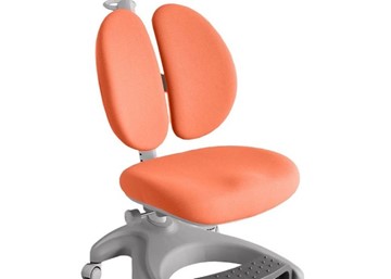 Детский стул FunDesk Solerte Grey с подставкой для ног + чехол для кресла (ткань оранжевая) в Тюмени - предосмотр