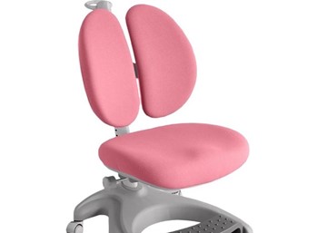 Детский стул FunDesk Solerte Grey с подставкой для ног + чехол для кресла (ткань розовая) в Тюмени