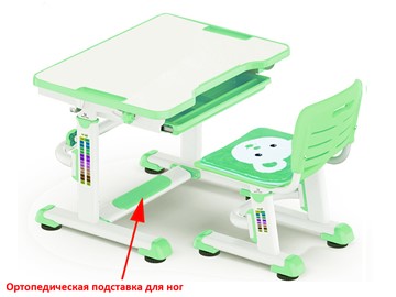 Парта растущая и стул Mealux BD-08 Teddy, green, зеленая в Тюмени