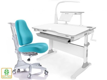 Растущая парта + стул Mealux EVO Evo-30 G (арт. Evo-30 G + Y-528 KBL)/(стол+полка+кресло+чехол+лампа)/белая столешница (дерево), цвет пластика серый в Тюмени - предосмотр