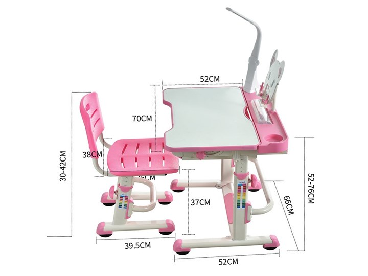 Стол растущий и стул Mealux EVO BD-04 Teddy New XL, с лампой, WP+Led, розовая в Заводоуковске - изображение 2