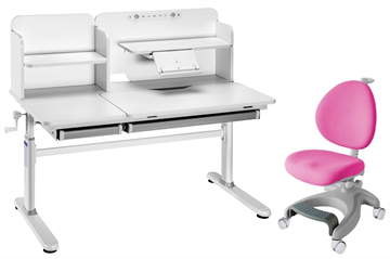 Комплект парта + кресло FauDesk Iris II Grey + Cielo Pink + чехол для кресла в подарок в Тюмени